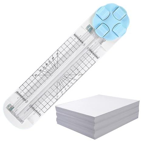 Papierschneider Verstellbar, Multifunktioneller 4-in-1 Bastelpapier-schneider, Tragbarer Papierschneider Für Weihnachten,Fotoschneider Für Geschenkpapier Karton Schneiden,Verpackung Etiketten