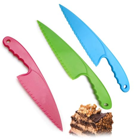 IMIKEYA Coltello per Torte in Plastica Antipolvere e Facile da Pulire Utensile Multiuso per Pane Pizza e Verdure Accessorio per Feste di Compleanno e Matrimoni Colore Colore Casuale