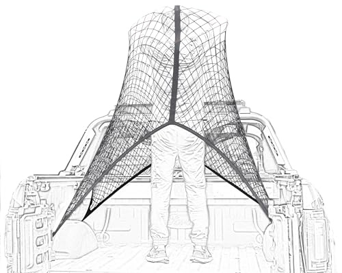 Highly Elastic Cargo Net, 4'x6' Stretches to 8'x12, Suitable for Long Bed Trucks, Trailers (Lager Double Layer)