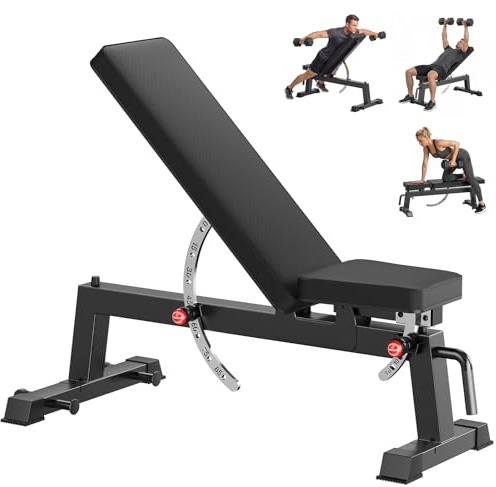 HANDBODE Adjustable Weight Bench for Full Body Workout, 1300 lb Weight Capacity Bench Press Bench of Home Gym Strength Training, Incline Upright Flat Utility Workout Bench with Fast Adjustment, Black