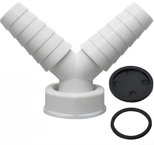 Minhe Y-förmiger Waschmaschinen-Ablaufschlauch-Adapter für 2,5 cm und 3,8 cm Rohre, Kunststoff-Y-Anschluss für Wäsche-Drainage, platzsparende Rohrverschraubung mit Klemme, weiß (3,8 cm)