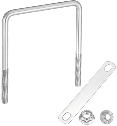 QUARKZMAN Pernos U Cuadrados Internos De 4-5/16 Pulgadas De Ancho, 5-5/16 Pulgadas De Longitud Pernos U De Acero Inoxidable 304 Con Tuercas, Placas, Automoción (110mm Ancho X 135mm Largo)