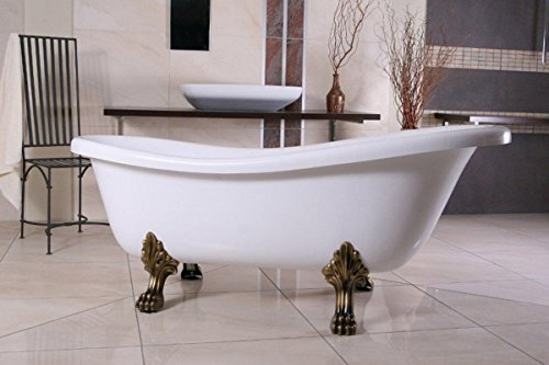 Casa Padrino Bañera de lujo independiente estilo Art Nouveau Roma blanco/oro viejo 1560mm - baño barroco - bañera retro antigua