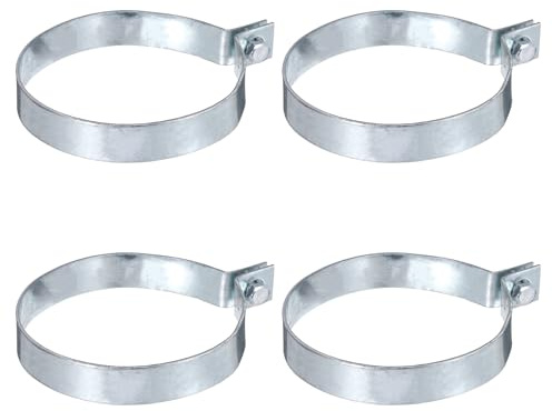 sourcing map 4 bandas de sujeción para valla de eslabones de cadena, bandas de tensión de acero galvanizado con pernos y tuercas para postes de eslabones de cadena de 110 mm, tuberías, puertas