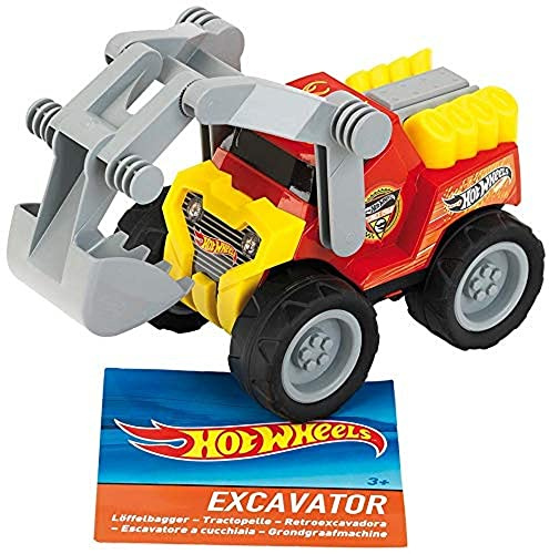 Theo Klein 2440 Hot Wheels Backhoe , High-quality Excavator with a 1:24 Scale, Shovel with Robust Joints , Toy for Children Aged 3 and over
