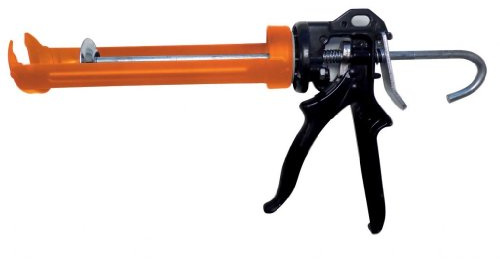Pistolet mastic orange et noir en acier