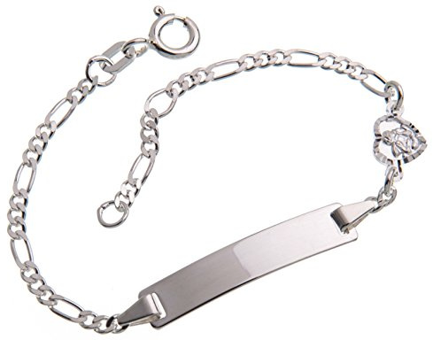 Silberketten-Store Baby- & Kinder ID Armband Engel-Anhänger inkl. Gravur & Geschenksäckchen I aus 925 Silber I nickelfrei & allergiker-geeignet I 10 verschiedene Schriftarten