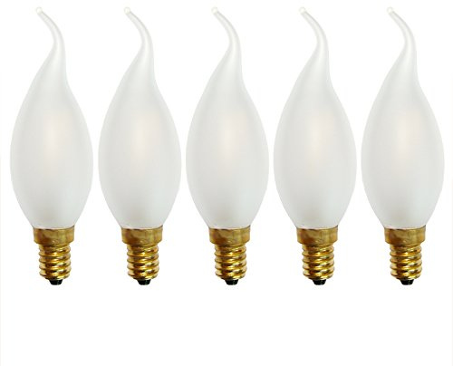 NCC-Licht 5x LED Lampe Kerze Windstoß E14 2W 200lm Warmweiß 2700K | LED Leuchtmittel aus mattiertem Glas, gemütliches Licht ideal für Kronleuchter