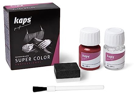 KAPS Super Color – Teinture pour Cuir Naturel – Matières Synthétiques et Textiles – 25 ml – Plusieurs couleurs, 112 - Red