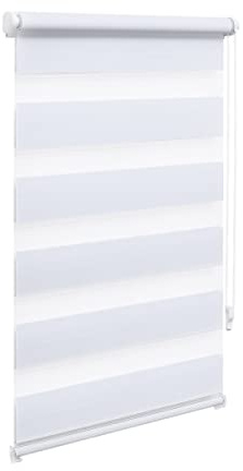 OBdeco Doppelrollo Duo Rollo Klemmfix ohne Bohren B110cm x H150cm(Stoffbreite 106 cm) Weiß für Fenster lichtdurchlässig und verdunkelnd