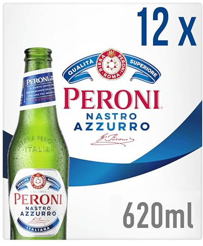 Peroni Nastro Azzurro, Premium Italian Lager, 12 x 620ml Bottles, 5% ABV | 5% ABV