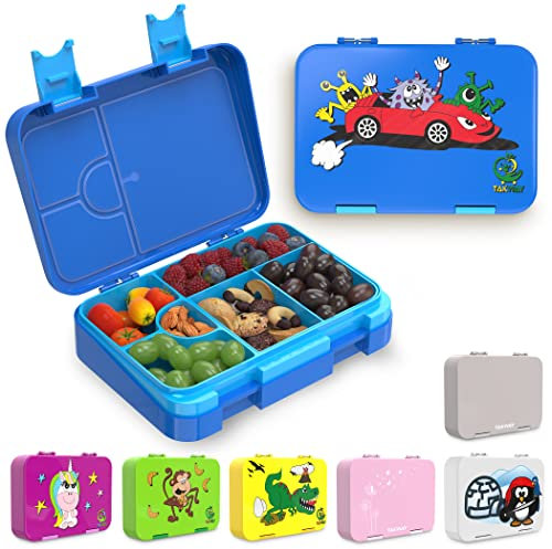 TAKWAY Brotdose Kinder mit Fächern 4+2 - robust & kinderfreundlich - Bento Box Lunchbox für KiTa Schule Kindergarten - Brotbox Vesperbox Jausenbox (blau)