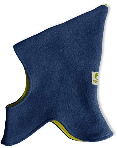 bubble.kid berlin Schlupfmütze Baby & Kinder – Wintermütze mit Bio-Baumwollfutter Walkwolle | Atmungsaktiv & warm | Mütze & Schal in einem | Made in Germany- S (3–12 Monate), Marine