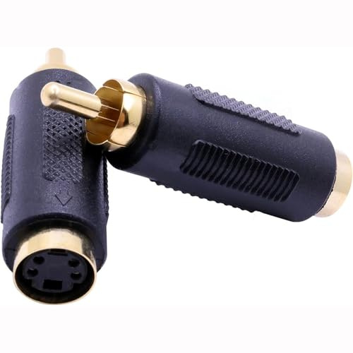 QJZXUEZHEN 2 Pcs S-Video RCA Male to 4 Terminal Female Connector Stereo Audio Video Cable Adapter Coupler (Male to Female)