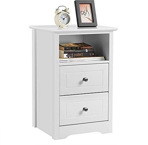 Yaheetech Comodino Camera da Letto con Cassetti 40 x 35 x 60 cm Tavolino Lato Bianco Cassettiera Moderno Organizzatore Porta Oggetti