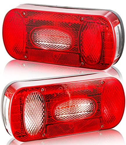 DARKGUARD Rückleuchten Satz Anhänger 12v,mit E4 Prüfzeichen,7Funktion 2pcs Halogen Rücklicht Anhänger Set mit Nebelscheinwerfer,Rückfahrleuchte,Wasserdicht Heckleuchten Rücklicht Anhängerbeleuchtung