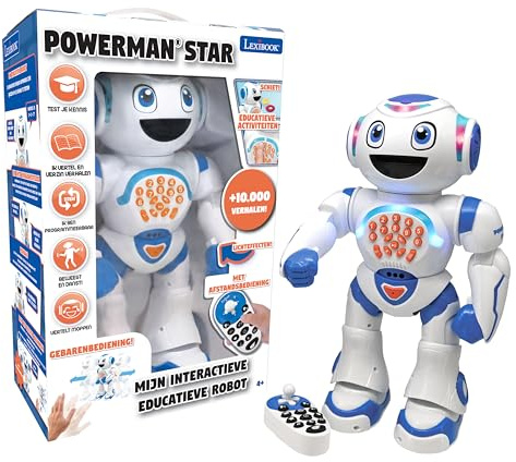Lexibook, Powerman® Star, Ferngesteuerter Roboter, Sprechen und Gehen, programmierbar, für Kinder 4+, niederländische Version, Weiß/Blau, ROB85FR