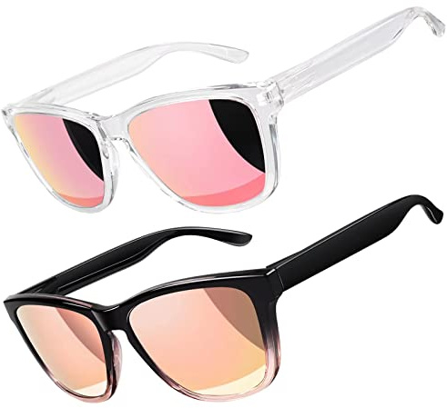 LINVO Sonnenbrille Damen Polarisiert UV400 Klassisch Eckig Sonnenbrille Verspiegelt für Fahren Angeln CAT 3 CE
