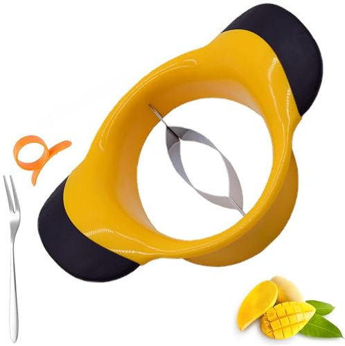 Draduo Mango Slicer,Mango Pit Remover Tool,Mango Cutter with Stainless Steel Blade With Rubberized Handle for Easy Coring
