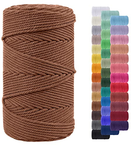 LEREATI Corda Macrame 4mm x 200m, Filo Macrame Corda Cotone Naturale Grosso Cordoncino Colorata, Cordino per Borse Uncinetto, Arazzo da Parete, Cesto di Piante Appeso, Decorazioni Fai Da Te