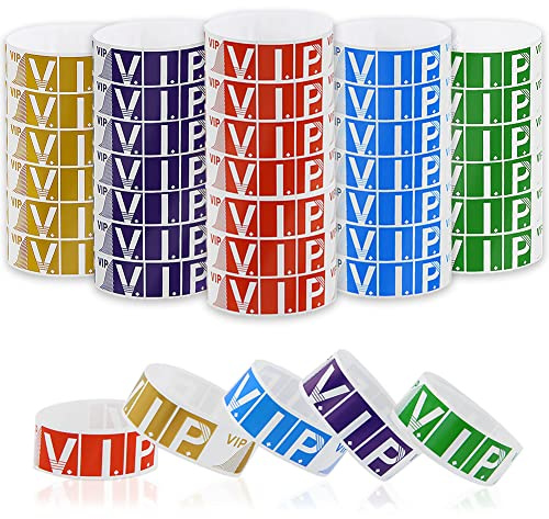 500pcs VIP Event Wristbands, 3/4 Inch Paper Like Bracelets Waterproof VIP Coloured Wrist Band for Events Nightclubs Waterparks Parties Festivals Concerts Fairs