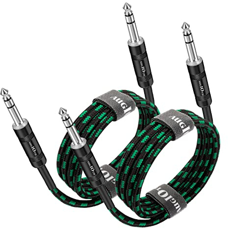 Augioth 1/4 TRS cable 1 meter 2Pack, Balance 6.35mm TRS Plug, Stereo Quarter inch TRS Male Cable for Power Speaker, Mixer, Amplifier | Balance 6.35mm TRS Plug, Stereo Quarter inch TRS Male Cable for Power Speaker, Mixer, Amplifier