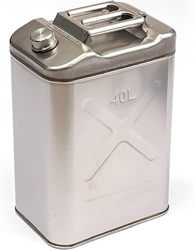CHUNTIANMEI Barril De Gasolina De Acero Inoxidable 10L/20L/30L/40L/50L/60L Garrafa Gasolina Deposito Gasoil Lata De Gasolina Y Diésel En Bidón De Combustible,para Motocicletas Y AutomóVil,40L