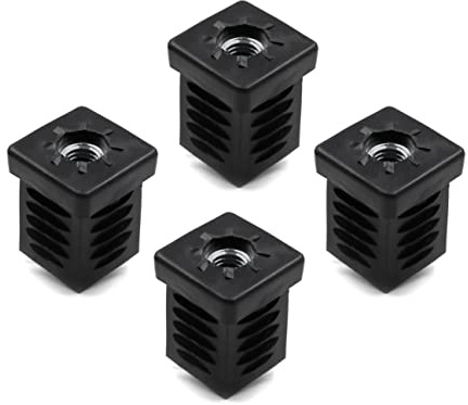 Design61 4x Gewindestopfen Vierkantrohrstopfen 30x30 mm Wandstärke 1-2 mm mit M10 Innengewinde