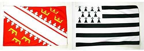 AZ FLAG Drapeau Alsace 150x90cm - Drapeau alsacien - Province d'Alsace 90 x 150 cm - Drapeaux & Drapeau Bretagne 150x90cm - Drapeau Breton - France 90 x 150 cm Polyester léger