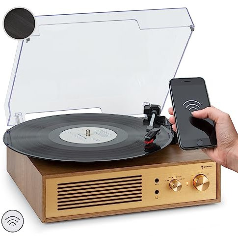 AUNA Tocadiscos de Vinilo Vintage, Sistema de Altavoces estéreo, Tocadiscos de Vinilo Bluetooth, Tocadiscos, Tocadiscos de Vinilo Retro, Potente Sistema de Sonido, Tocadiscos
