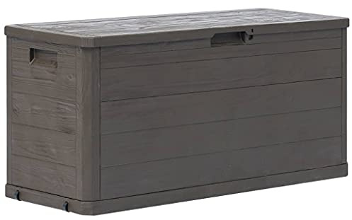 homiuse Garten-Aufbewahrungsbox 280 L Braun Auflagenbox Gartenbox Aufbewahrungstruhe Gartentruhe Garten Wasserdicht Kissenbox Outdoor Wasserdicht Wetterfestem Abschließbar mit Holzoptik