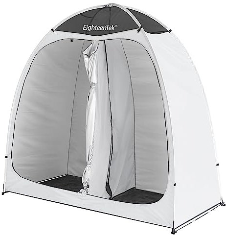 EighteenTek Pop-Up-Duschzelt, Umkleidekabine mit festem Boden, zwei Räume, tragbarer Sichtschutz für Camping und Veranstaltungen, geräumig und praktisch, 200 x 109 x 203 cm