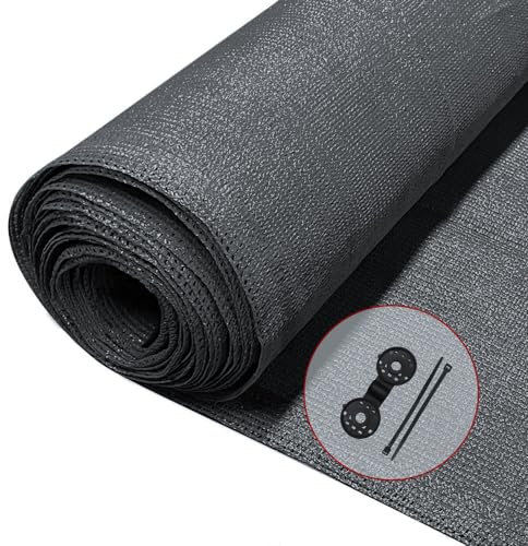 VOUNOT® Zaunblende 1.8×10m, Sichtschutz Zaun HDPE Schattiernetz, Windschutz UV-resistent Reißfest, 75% Beschattungsgrad, mit Löcher, Spezialclipund und Kabelbinder, Anthrazit