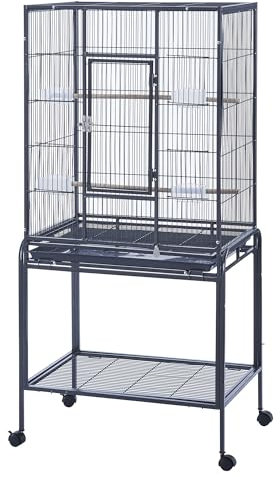 Panana käfig Vogelkäfig für wellensittich Papagei nymphensittiche,Nagerkäfig Chinchilla Kakadu Zuchtkäfig (62 x 43 x 136 cm Schwarz)