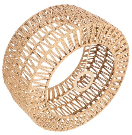 MUCKLILY Abat-jour Suspendu En Corde De Paille Large Taille l Jaune Artisanal, Abat-jour Pour Plafonnier Rustique, Décoration Naturelle Pour Salon, Bar, Hôtel Ou Café