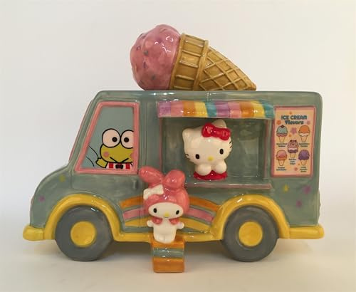 Blue Sky Clayworks Hello Kitty and Friends Ice Cream Truck Cookie Jar, 8.25-inch Height, Kitchen Accessories, 23430