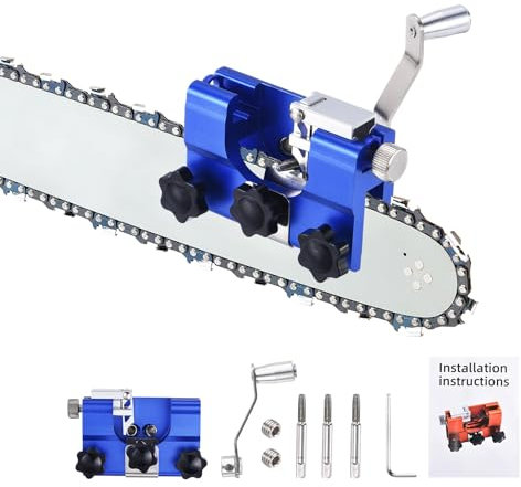 PATIKIL Affilatore per Motosega Affilatore per Catena di Motosega a Mano con 3 Asta di Rettifica Strumento Portatile per Affilare Motosega per Sega Elettrica Boscaiolo, Blu.