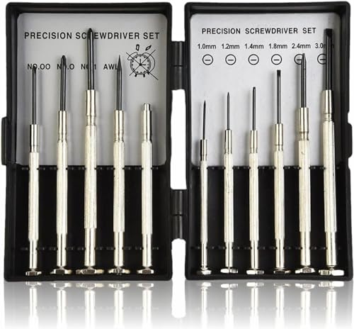 11 Pcs Precision Mini Screwdriver Set, Glasses Repair Small Screwdriver, Precision Repair Tool Kit with 11 Different Size Flathead and Philips Screwdrivers, Ideal for Glasses, Watch, Jewelers