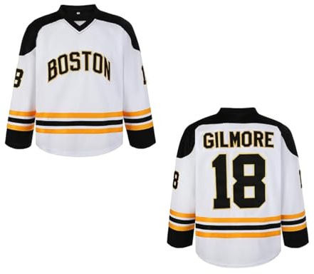 Herren Happy Gilmore Jersey 18 Adam Sandler 1996 Movie Hockey Trikots schwarz genäht S-XXXL, Weiss/opulenter Garten, XL