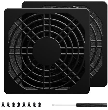 YIMATEECO PC husfläkt dammfilter, 80 mm fläktskydd PC-hölje fläkt dammfilter nätskydd plastskyddsgaller skydd med skruvar (80 mm, 2 st, svart)