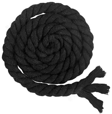handgewebtes Seil 5 Meter 3 Anteile gedrehte Kordeln aus 100% Baumwolle, 5/8/10/12/20 mm, Beutel, Baumwollseil, Heimdekoration, Kordelband, DIY-Nähzubehör (Farbe: N, Größe: 10 mm) (Color : Black, S