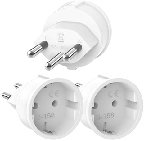 Oblinple 3 Stück CH Steckdose, Schweiz Reiseadapter, DE auf Schweiz Adapter, EU auf Schweizer Steckdosenadapter, Deutschland Schweizerland Steckdose, Schuko EU zu Typ J Stecker für Malediven, Ruanda