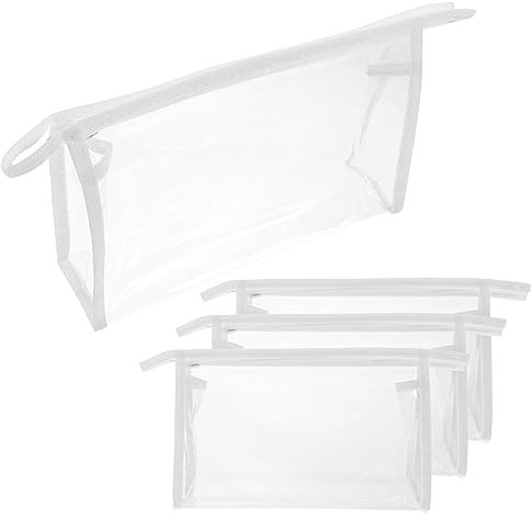 WOONEKY 4 Stück Transparente Kosmetiktaschen 20x11,5x5cm PVC Mit Reißverschluss Leichte Reise Make up Taschen Für Damen Handliche Kulturbeutel Für Kosmetik Und Hautpflege