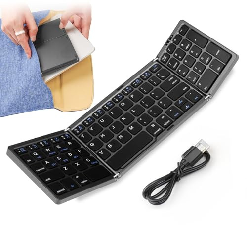 Tastiera senza fili a tre persiane, tastiera pieghevole | tastiera portatile senza fili pieghevole in tre, tastiera portatile senza fili pieghevole in tre per laptop e tablet