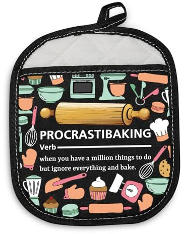 PLITI Baking Pot Holders Procrastibaking Gift Bread Baker Gift Confectioners Gift Pastry Maker Gift Pastry Chef Gift (Procrastibaking Verb PHU)