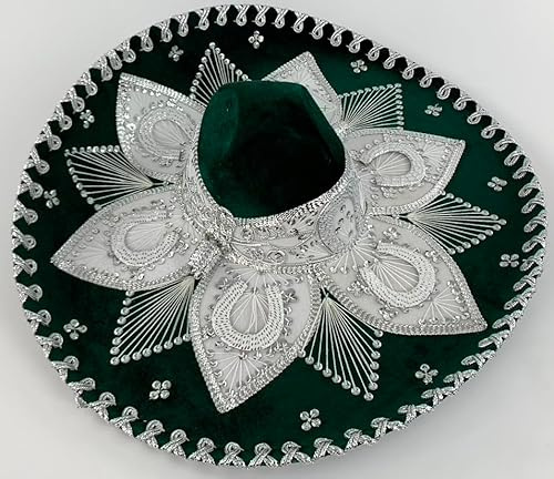 Sombrero Mariachi Hut in grün und silber Farbkombianation in L Größe aus Mexiko