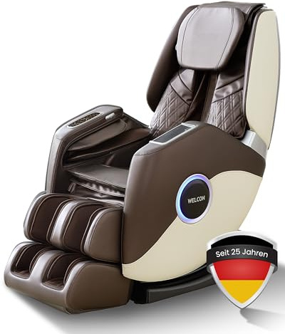 WELCON EASYRELAXX Plus 4D Massagesessel elektrisch Beige-Braun | Sessel elektrisch mit Shiatsu Massage, Zero Gravity, Wärmefunktion & Ganzkörpermassage