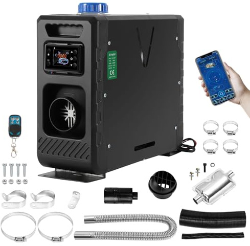 Ikodm 12V Standheizung Diesel 8kw Standhezung 5L Dieselheizung Diesel Lufterhitzer mit Bluetooth APP & Fernbedienung,Air Diesel Heizung LCD Monitor für LKW Wohnmobil RV Boote Auto Schwarz