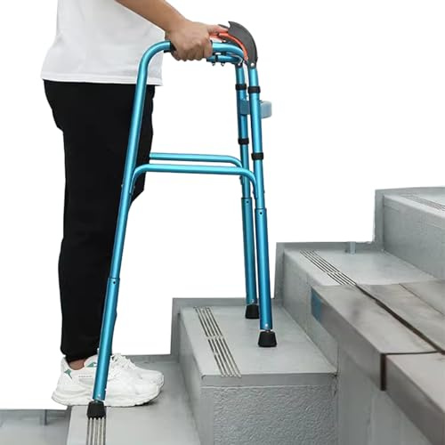 LSRFXF Klappbarer Standard-Gehhilfe, Treppensteiger-Aluminium-Klappgehgestell, Höhenverstellbare und leichte Gehmobilitäts-Treppenlifthilfe für Senioren