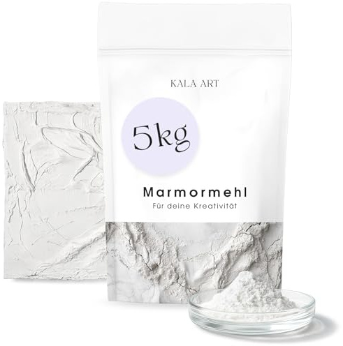 Kala Art Marmormehl Calciumcarbonat 5kg - Strahlend Weiß & Sehr Fein (30my) - Perfekt geeignet als Spachtelmasse für Acrylmalerei (Acrylbinder), Marmor Reparaturset & Modelliermasse